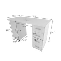 Manicure Table, Nail Table for Nail Tech with Controllable Wheels and Drawers, Wooden Salon Spa Nail Table, White