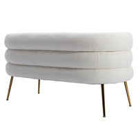 Living Room Accent Sofa, Leisure Loveseat Sofa with Golden Metal Feet, Tufted Chaise Lounge Sofa with Curved Back, Upholstered Sofa Reading Chair for Home Apartment or Office, White