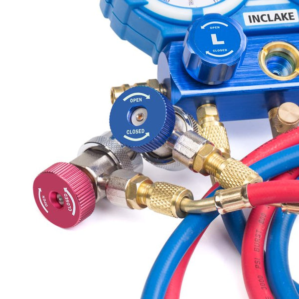 R134a Quick Coupler Adapter, High & Low Adjustable R134a Adapter Fittings and AC Hose Fittings, HP and LP Connectors for R134a Car AC System Evacuation Recharging and More, 1/4" Flares, 2pcs