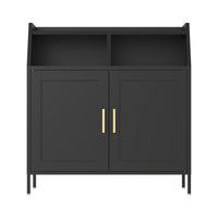 Metal Sideboard Buffet Cabinet,Kitchen Storage Cabinet with Adjustable Shelves and Doors,Modern Sideboard Buffet Table for Living Room Kitchen Dining Room,Black
