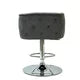 Velvet Swivel Bar Stools with Armrest and Footrest, Adjustable Height Bar Chair with Button Tufted Back and Metal Base for Club Counter and Home Kitchen, Grey