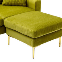 U Shaped Sectional Sofa, Contemporary Reversible sofa Couch with Movable Ottoman,Velvet Sectional Sofa Couch Set for Living Room, Apartment, Olive