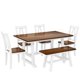6-Piece Dining Table Set,Kitchen Table Set with Wood Dining Table and 4 High Back Chairs & Long Bench,Farmhouse Style Wood Kitchen Dining Table Set,Wood Dinette Set of 6 with Sturdy Frame,White