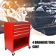 Multifunctional Rolling Tool Cart, Tool Cart with 4 Drawers, Storage Space on Bottom, Lockable Wheels, Mobile Workshop Tool Trolley for Mechanic, Warehouse, Garage, Workshop (Red)