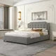 Queen Size Platform Bed with 4 Storage Drawers, Upholstered Velvet Bed Frame with Classic Headboard, Wood Slat Support, No Box Spring Needed, Gray