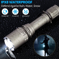 LED Flashlights, Rechargeable Flashlights 744 High Lumens, IPX8 Waterproof Aluminum Tactical Flashlights, Bright Small Flash Light for Outdoor/Camping/Hiking, 3500mAh Japan SANYOO Battery, USB Cable