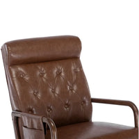 Rocking Chair With Ottoman, Mid-Century Upholstered Rocking Armchair with Thick Padded Cushion & Side Pocket & High Backrest, Nursery Glider Rocker Chair for Living Room Bedroom, Brown PU