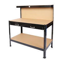 Workbench with Pegboard, Multipurpose Tool Organizers and Storage Work Table with Drawers and Peg Board, Work Benches for Garage Workshop, 45.3" (L) x 21.7" (W) x 55" (H), Black