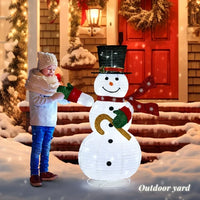 4ft Lighted Pop-Up Snowman,Large Christmas Holiday Decoration with 100 LED Lights,Top Hat,Scarf,Pop-up Snowman Ornaments for Outdoor Lawn Yard Xmas Decor