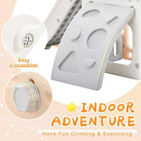 Toddler Slide and Climber Set 4 in 1, Kids Freestanding Slides with Basketball Hoop, Playground Slide Climber Playset, Freestanding Combination for Babies Play in Indoor & Outdoor, Pink