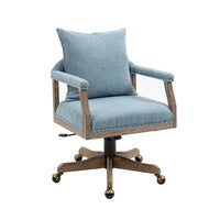 Computer Chair Home Office Chair,Adjustable Swivel Desk Chair with Wood Leg,Fabric Study Chair Task Chair for Living Room,Home Office,Light Blue