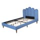 Full Bed Frame Linen Fabric Upholstered Platform Bed, Comfy Platform Bed with Headboard, Strong Wood and Metal Slat Support, No Box Spring Needed, for Teens Adults, Blue