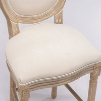 Bar Stools Set of 2,French Country Tall Wooden Barstools,Armless Stool Chairs with Upholstered Seat and Back,Solid Wood Frame Chairs with Footstand,Beige and Natural