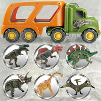 Car Truck Toys, Car Transport Truck with T-Rex, Pterodactyl, Brachiosaurus, Educational Dinosaur Kids Toys Set for Kids Boys Girls, Christmas Gifts, Festival Birthday Gifts, 17 Inch Long
