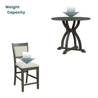 5 Piece Round Dining Table Set with Trestle Legs and 4 Upholstered, Dining Chairs for Small Place, Farmhouse Style, Kitchen Table Set for 4 Persons, Family Kitchen Furniture, Gray