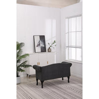 Velvet Fabric Loveseat Sofa, Two Seater Sofa Couch with Soft Seat Cushion and Black Metal Legs, for Living Room, Small Space, Office, Studio, Apartment, Bedroom, Black