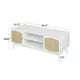 Modern TV Stand for 40 Inch TV, Farmhouse Media Entertainment Center with Rattan Door and 2 Storage Cabinet, TV Cabinet with Adjustable Shelves for Living Room, Apartment, Bedroom, White
