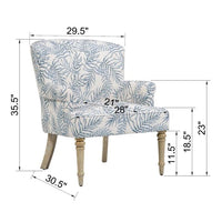 29.5"W Accent Chair, Fresh Pattern Linen Fabric Upholstered Armchair with Solid Wood Legs, Comfy Lounge Chair Leisure Side Chair Reading Chair for Living Room, Bedroom and Office, Light Blue