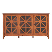 Storage Cabinet with 3 Doors & Adjustable Shelves, Modern Console Table Sideboard Buffet with Metal Door Handles, 62.2’’ Multi-use Accent Cabinet Entertainment Center for Living Room, Brown