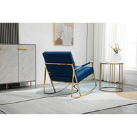 Velvet Padded Rocking Chair with Metal Feet, Accent Chair with Armrest and Backrest, Leisure Chair for Lounge Room, Bedroom, Office, Living Room and Patio Garden, Navy