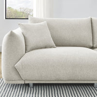 90.5" Modern Loveseat Sofa Couch, Linen Fabric 3-Seater Couch with 2 Pillows and Metal Legs,Upholstered Padded Sofa Couch with Solid Wood Frame, for Living Room Bedroom Office,Beige