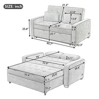 65.7" Pull Out Sleep Sofa Bed with Adjsutable Backrest, Linen Upholstered Sleeper Bed with Two Pillows and USB Charging Port, Convertible Loveseat Futon Couch for Living Room Apartment, Dark Gray