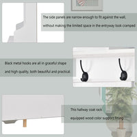 60" Wide Coat Rack with Black Metal Hooks,Hall Tree with Entryway Bench and 24 Shoe Cubbies,Hallway Storage Cabinet for Hallway Living Room Bedroom