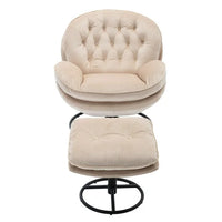 Swivel Accent Chair with Ottoman,Velvet Lounge Chair,Comfy Living Room Chair,Lazy Sofa for Bedroom,Apartment,Reading Room,Beige