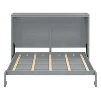 Full Size Mobile Murphy Bed Wall Bed Chest Versatility Bed, Wood Murphy Bed Wall Bed Frame, Foldable Platform Bed Folded into Cabinet, Folding Bed Cabinet Bed, Bedroom Furniture, Gray