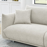 90.5" Modern Loveseat Sofa Couch, Linen Fabric 3-Seater Couch with 2 Pillows and Metal Legs,Upholstered Padded Sofa Couch with Solid Wood Frame, for Living Room Bedroom Office,Beige