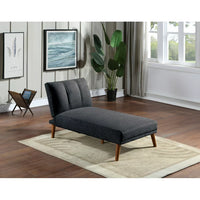 Convertible Chaise Lounge Chair, Modern Polyfiber Adjustable Chaise Bed with Wood Legs and Tufted Back, 2 in 1 Upholstered Folding Accent Sofa Bed Couch for Living Room Bedroom Apartment, Navy