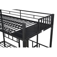 Metal Triple Bunk Bed for 3 People, Can Be Separated into 3 Twin Beds, Twin Over Twin & Twin Bunk Bed with Guardrails for Kids, Teens, Adults