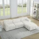 93" L-Shaped Sofa, Modular Sectional Sofa for Living Room, Minimalist Button Tufted Teddy Fabric Sofa Couch DIY Combination with Reversible Ottoman, for Living Room Apartment, Ivory Teddy Fabric