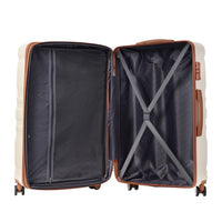 New Model Expandable Luggage Sets, ABS Hardshell 3pcs Luggage with TSA Lock, Hardside, Spinner Wheels, 20''24''28''Lightweight Durable Suitcase sets, Beige+Brown