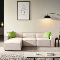 102" Modern Convertible Sectional Sofa with 2 Pillows,Linen Fabric L Shape Modular Couch with 2 Convertible Ottoman Chaises & Thicked Seat Cushion, DIY Combination 3-Seat Individual Seat Sofa