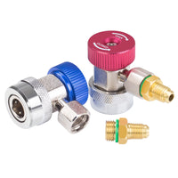 R134a Quick Coupler Adapter, High & Low Adjustable R134a Adapter Fittings and AC Hose Fittings, HP and LP Connectors for R134a Car AC System Evacuation Recharging and More, 1/4" Flares, 2pcs