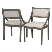 Dining Chairs Set of 2, Retro Upholstered Dining Chairs with Solid Wood Frame and Curved Armrest, Mid-Century Accent Chairs Side Chairs with Hollow Back for Living Room Bedroom Kitchen, Gray