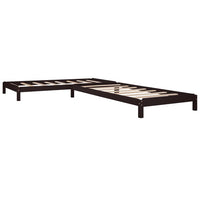 2 Twin Platform Bed, Solid Wood Bed Stackable Bed for Guest Room Bedroom Living Room, Low Profile Bed Frame, No Box Spring Needed, Espresso