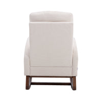 Modern Rocking Chair Nursery Upholstered Glider Chair with Side Pocket, Comfortable Rocking Accent Armchair with High Back and Rubber Wood Legs for Living Room Bedroom Reading Room Lounge, Beige