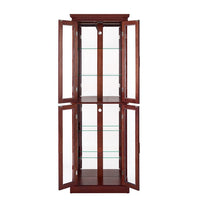 6 Tier Curio Cabinet Lighted Curio Display Cabinet with Door, Sturdy Curio Cabinet with Adjustable Shelves and Mirrored Back Panel, Tempered Glass Doors, E26 Light Bulb Not Included, Walnut