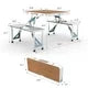 Aluminum Folding Camping Table and Chairs Set, Portable Picnic Table with Seats and Umbrella Hole, Lightweight Card Suitcase Table with Soft Handles for Outdoor BBQ Party
