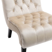 Accent Tufted Armless Chaise Lounge, Leisure Reclining Chair with Wood Legs, Modern Lounge Sofa, for Indoor Home Living Room Bedroom, Beige