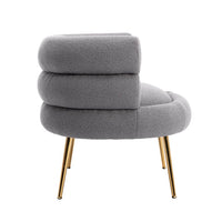 TRIPLE TREE Modern Accent Chair with Curved Backrest, Leisure Sofa with Golden Feet, Single Sofa Chair with Comfortable Cushion Lounge Chair for Living Room Office Apartment Reception Room, Gray