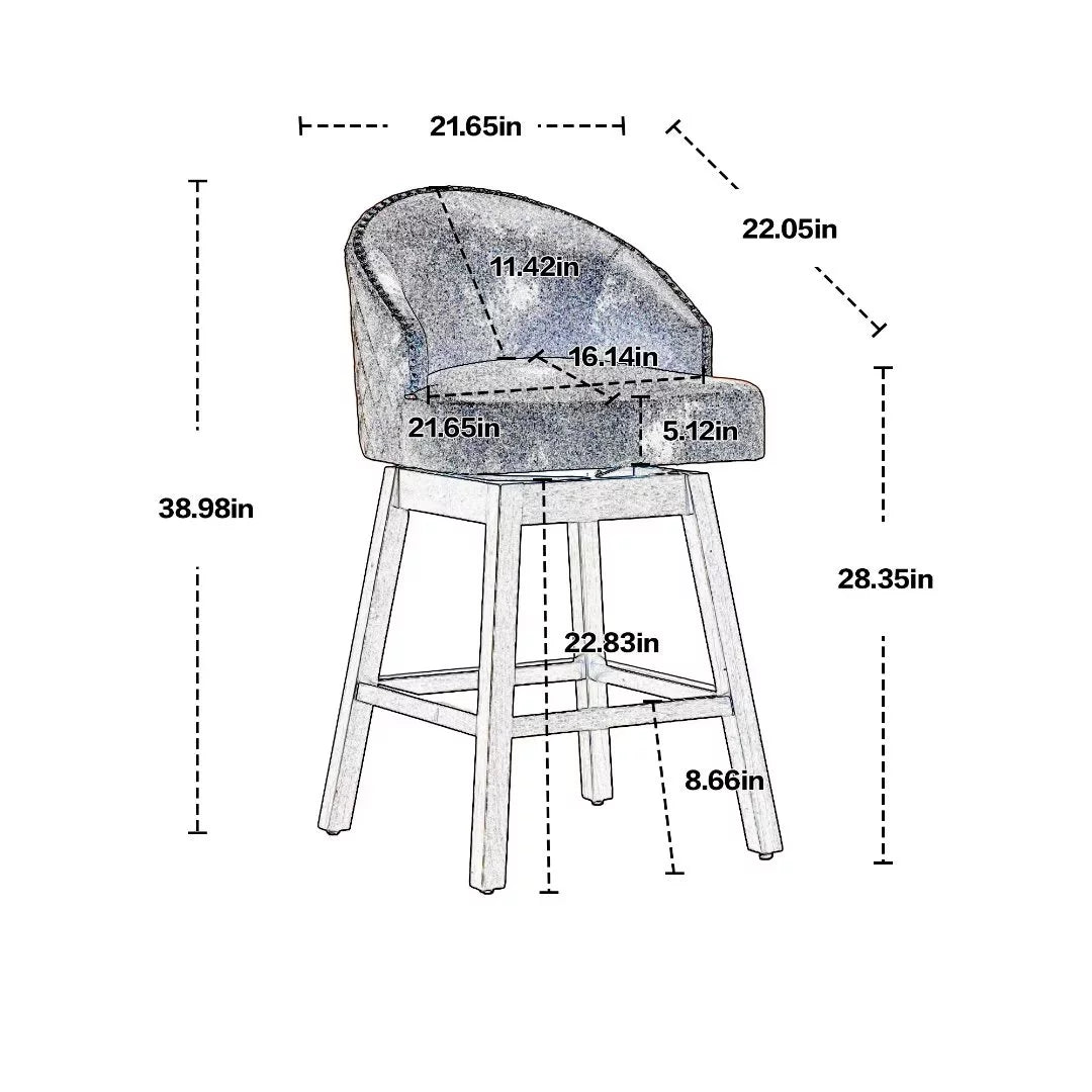 Set Of 2 Bar Stools – 26 Inch Swivel Chairs With Linen Upholstery, Woven Back, Black Metal Legs, Kitchen Island Height
