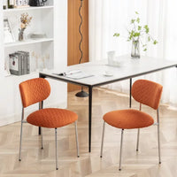 Dining Chairs Set of 2, Mid Century Modern Upholstered Side Chairs with Metal Legs, Accent Kitchen Chair with Soft Velvet Seat Backrest for Living Room Chair for Vanity, Makeup, Leisure, Orange