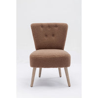Modern Slipper Chair Accent Chair,Teddy Fabric Armless Accent Chair,Button-Tufted Decorative Sitting Chair With Wooden Legs,Corner Side Chair,Vanity Chair for Bedroom,Living Room,Brown