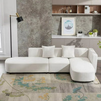 Home Modular Sectional Sofa, Luxury Modern Living Room Upholstery Sofa Couch with 2 Pillows, U Shaped Couch with Chaise Fabric Sofa Couch for Living Room, Apartment, Office, Beige