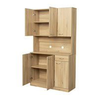 Storage Cabinet, 70.87" Tall Kitchen Buffet Sideboard Wardrobe with 1-Open Shelves & 1-Drawer, Freestanding Cupboard Pantry Cabinet with 6-Doors for Bedroom Home Office, Rustic Oak