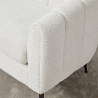 TRIPLE TREE 50.2'' Modern Accent Chair with Metal Legs, Upholstered Chenille Lounge Chair, 2-Seater Leisure Armchair for Living Rooms, Bedrooms, Dorm, Studio, Office, Ivory