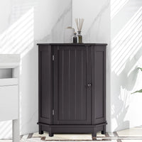 Bathroom Cabinet, Triangle Corner Storage Cabinet with Adjustable Shelf, Modern MDF Board Bathroom Storage Cabinet, Freestanding Small Cabinet with Solid Wood Legs for Bathroom and Living Room,Black
